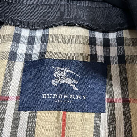 Burberry Trench Coat Womens 8 Black Full Length Nova Check Removable Lining - Picture 14 of 16